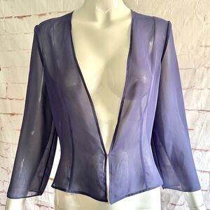 Sheer lightweight Periwinkle Blue Three Quarter Inch Sleeve Shrug Top Size XS